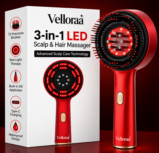 Velloraa's™ – 3-in-1 red light Electric Scalp & Hair Massager